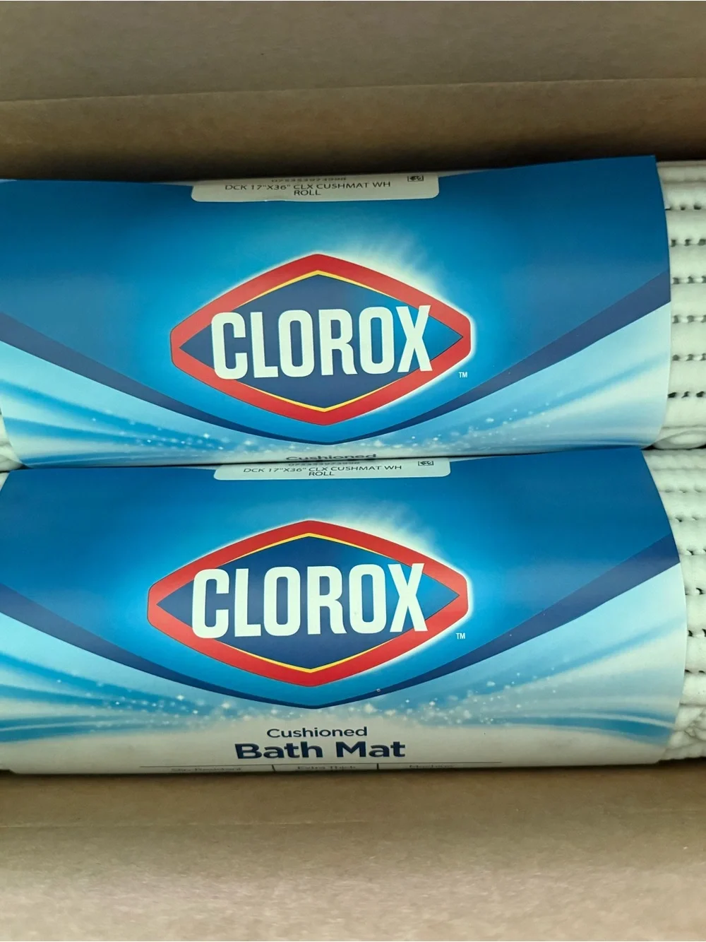 Clorox White Cushioned Bath Mat with Blue Branded Packaging